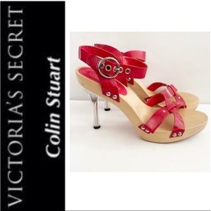 ❤️Colin Stuart Red Strappy Heels, Leather